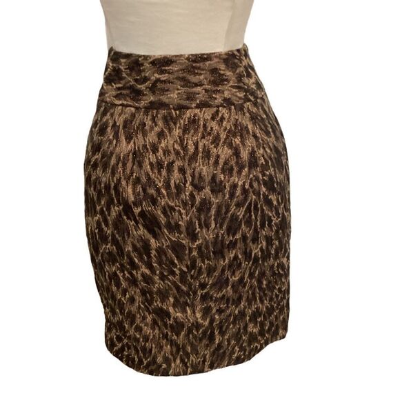 Adrienne Vittadini Studio Leopard Metallic Lined Skirt 6 - Picture 4 of 8